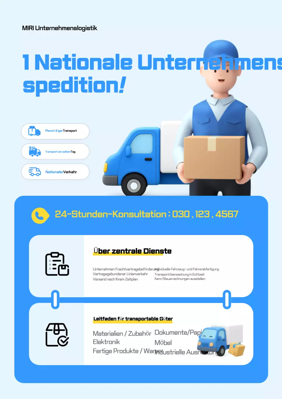 Blaue moderne Frachttransportwerbung