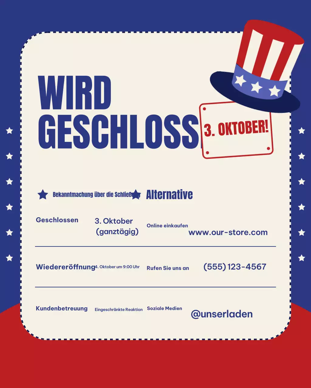 Instagram-Post zur Schließungsankündigung von Blue Modern