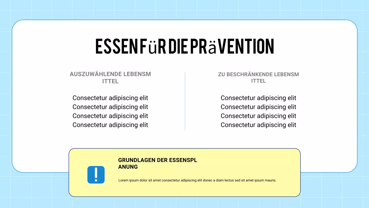 Blaue moderne 3D-Präsentation zur Gesundheits- und Krankheitsprävention