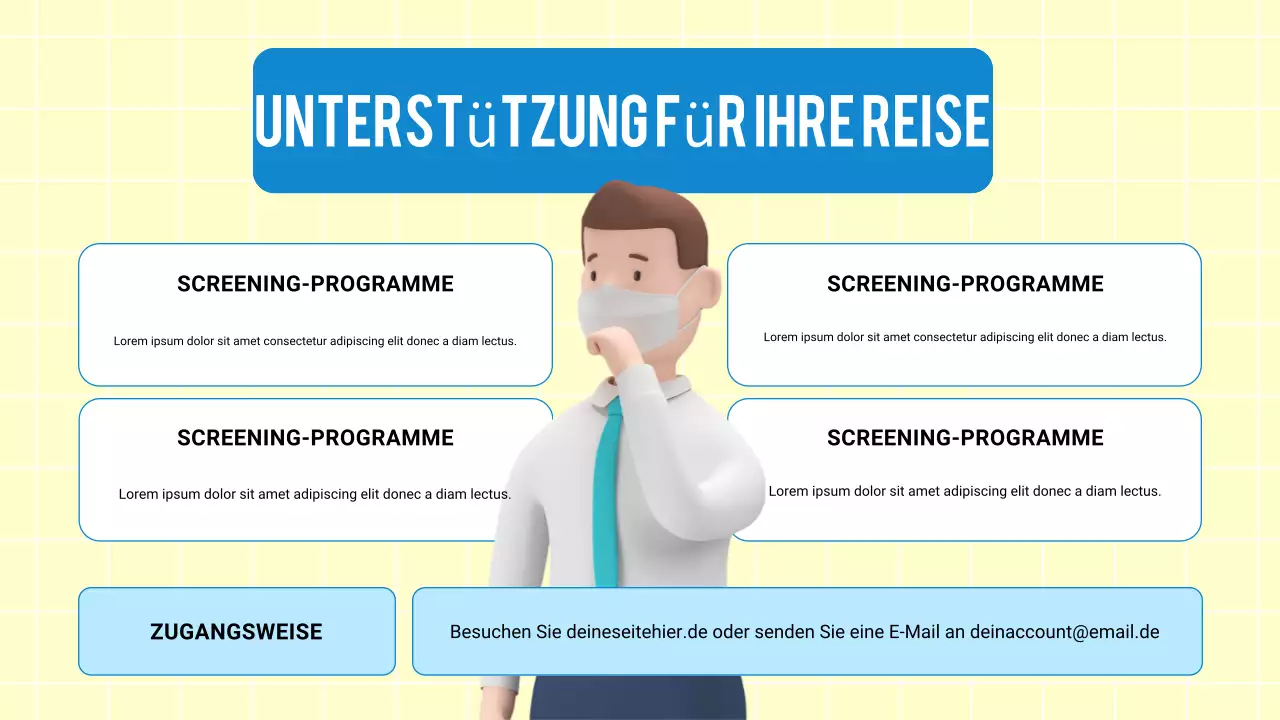 Blaue moderne 3D-Präsentation zur Gesundheits- und Krankheitsprävention