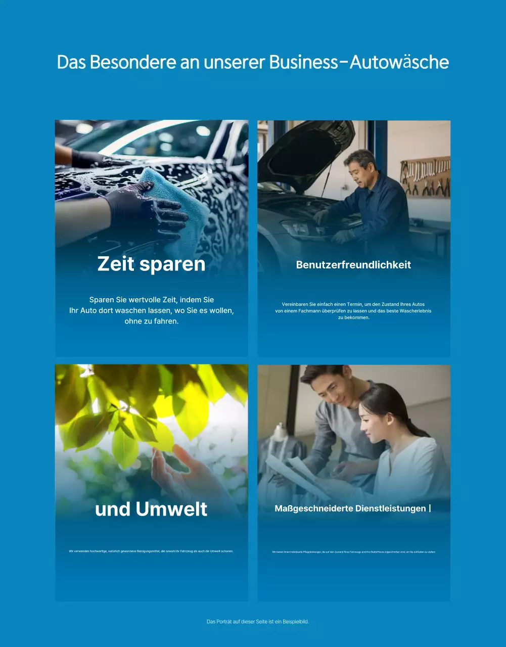 Blaue moderne Autopflege-Werbung