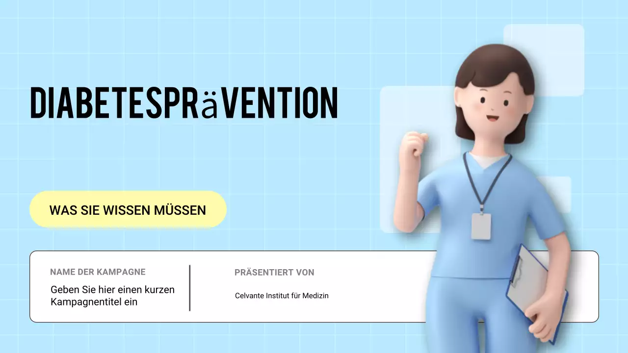 Blaue moderne 3D-Präsentation zur Gesundheits- und Krankheitsprävention