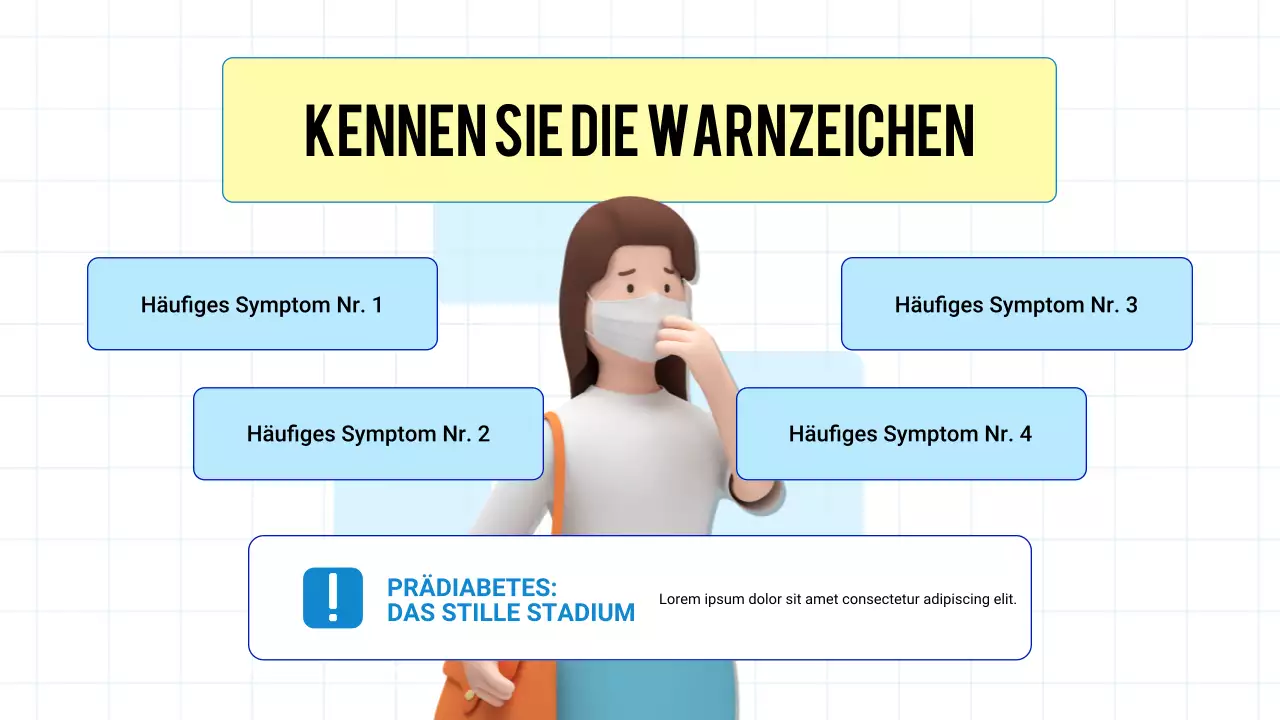 Blaue moderne 3D-Präsentation zur Gesundheits- und Krankheitsprävention