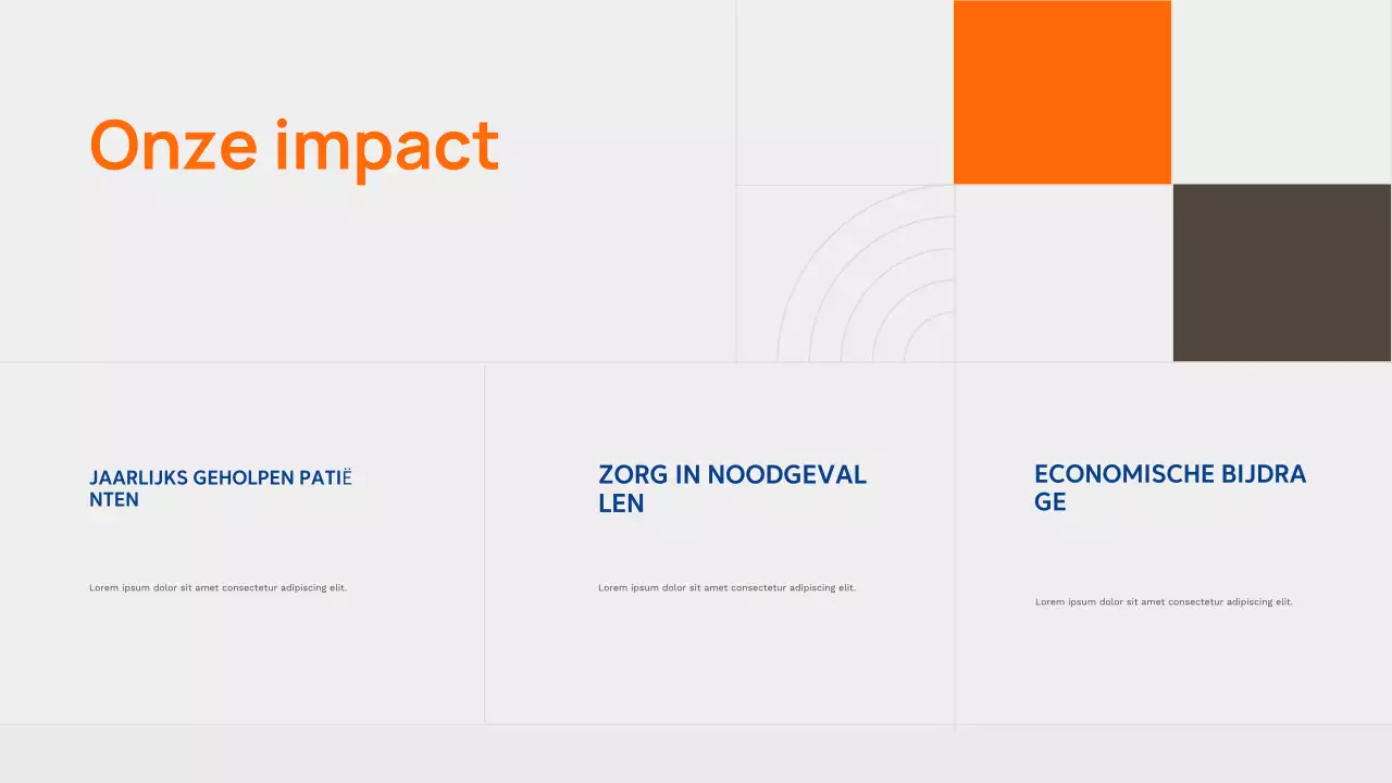 Presentatie van de advertentie voor moderne gezondheidszorg in Orange