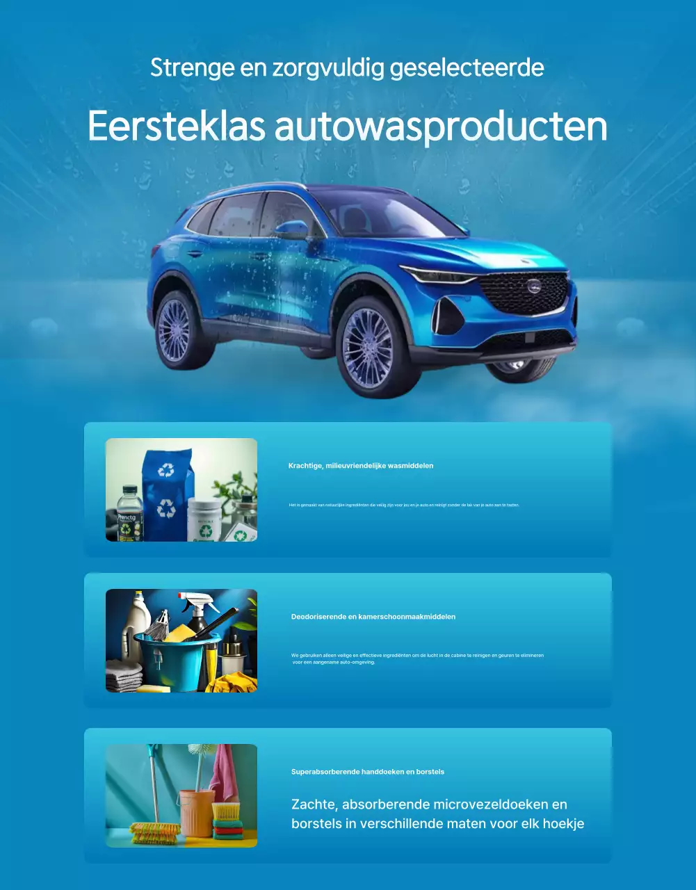 Advertentie voor blauwe moderne autoverzorging