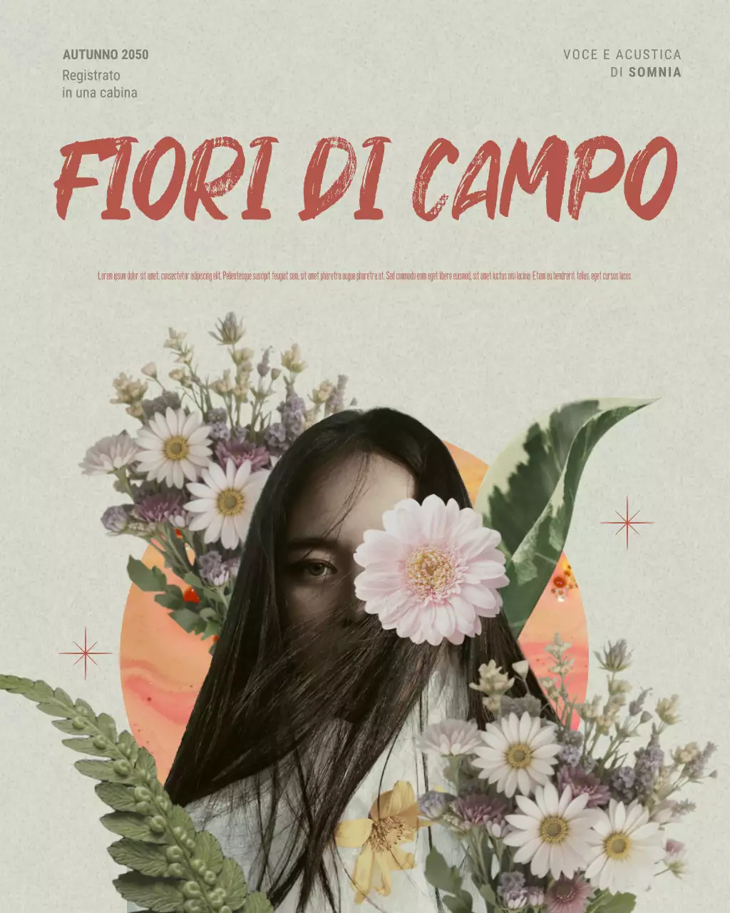 Copertina dell'album floreale beige - Post musicale su Instagram