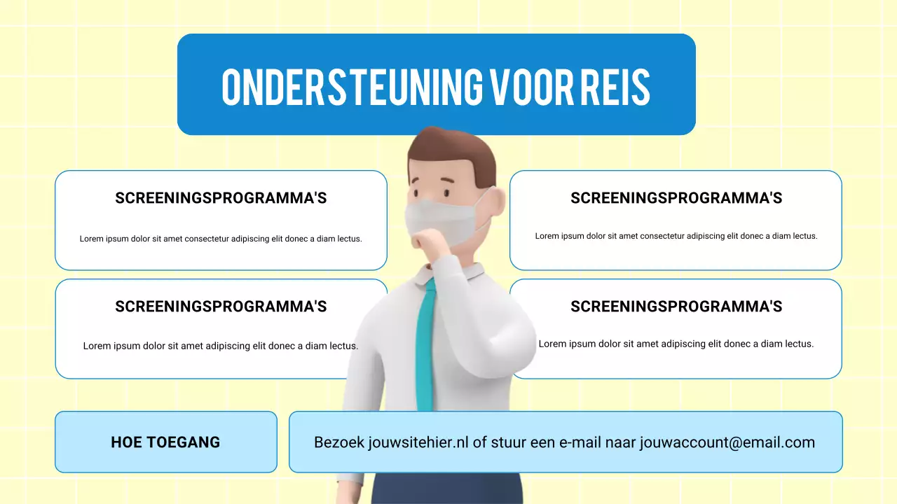 Blauwe moderne 3D-presentatie over gezondheid en ziektepreventie