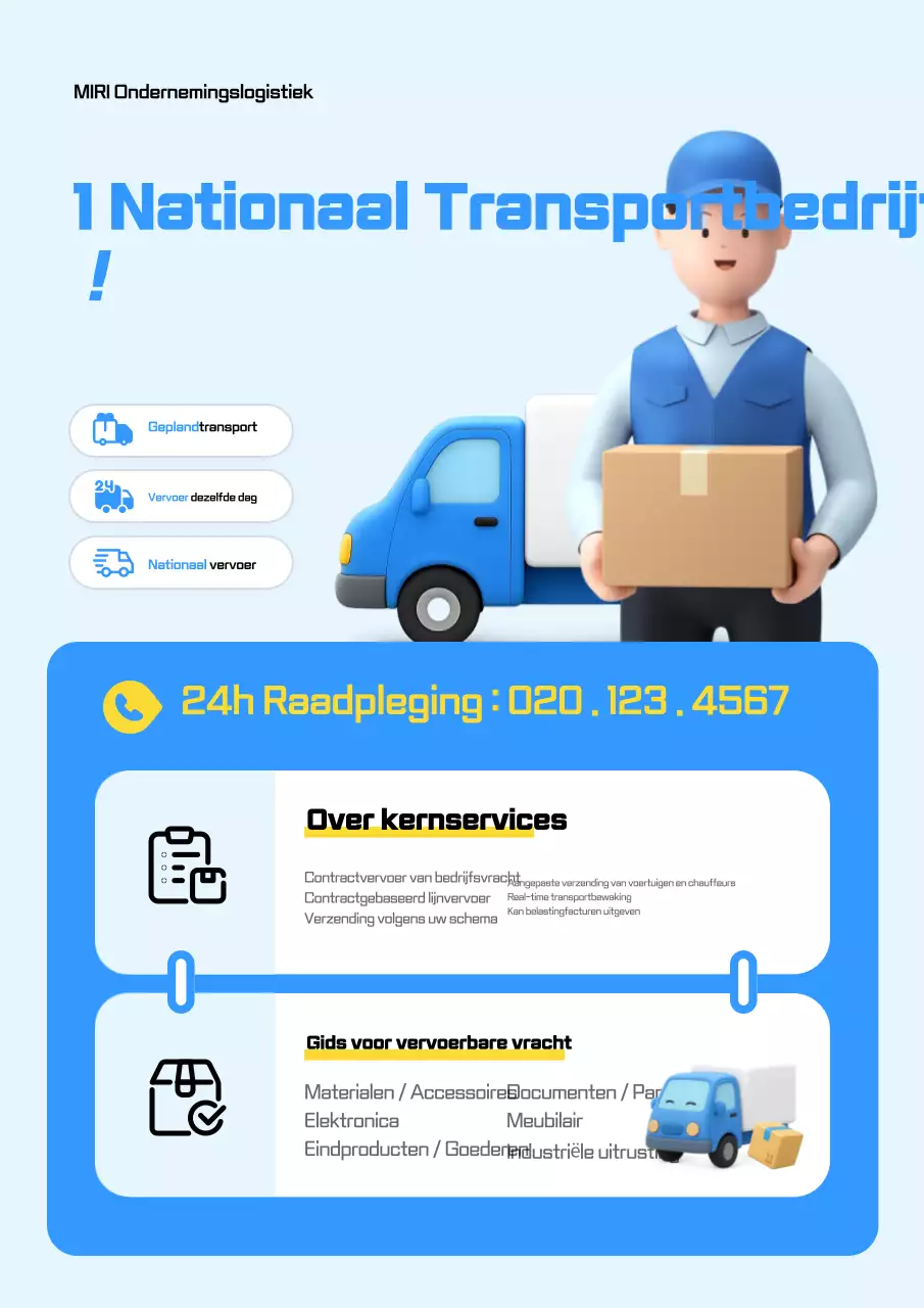 Blauwe moderne vrachtvervoeradvertentie