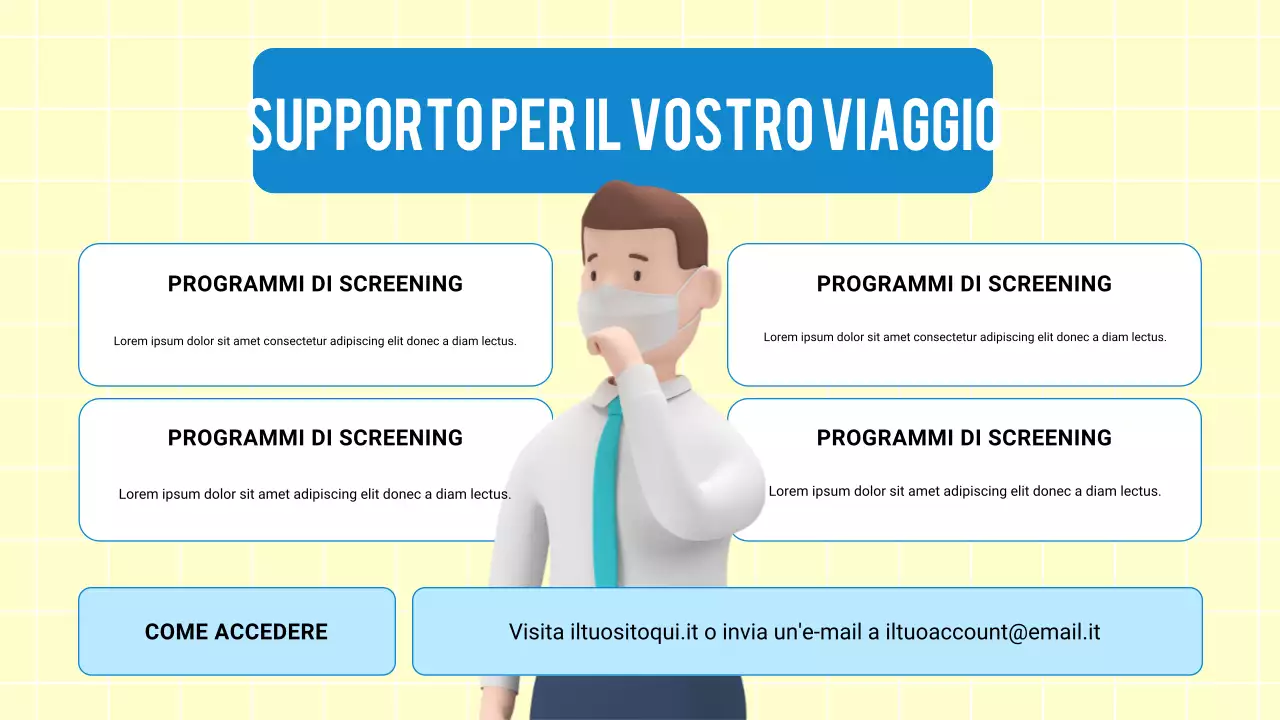 Presentazione moderna 3D blu sulla prevenzione della salute e delle malattie