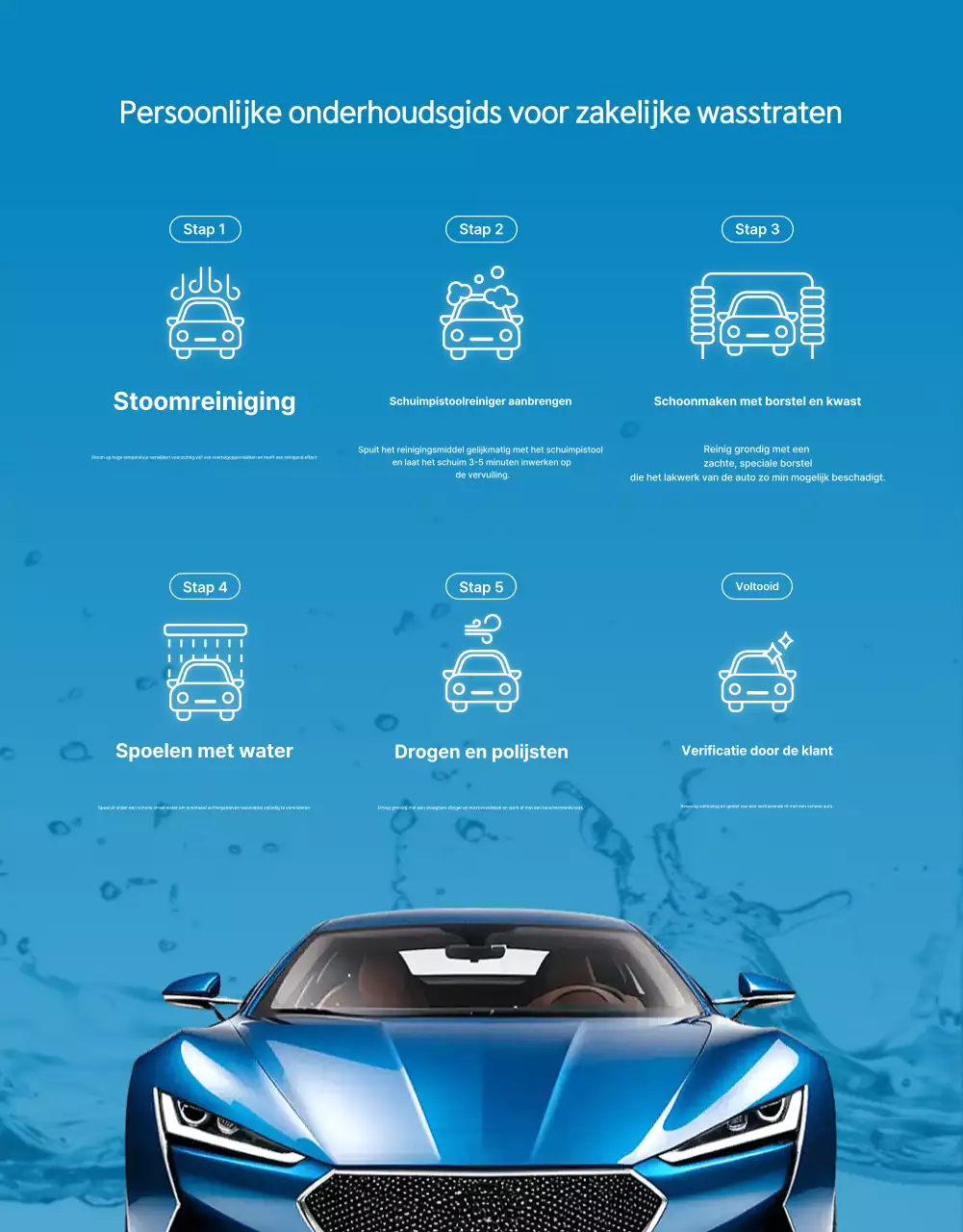 Advertentie voor blauwe moderne autoverzorging