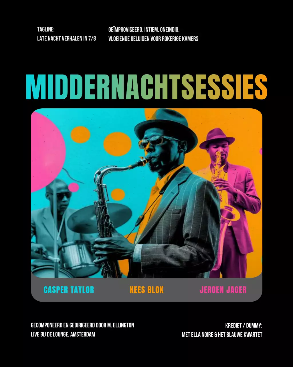 kleurrijke retro jazz-advertentie