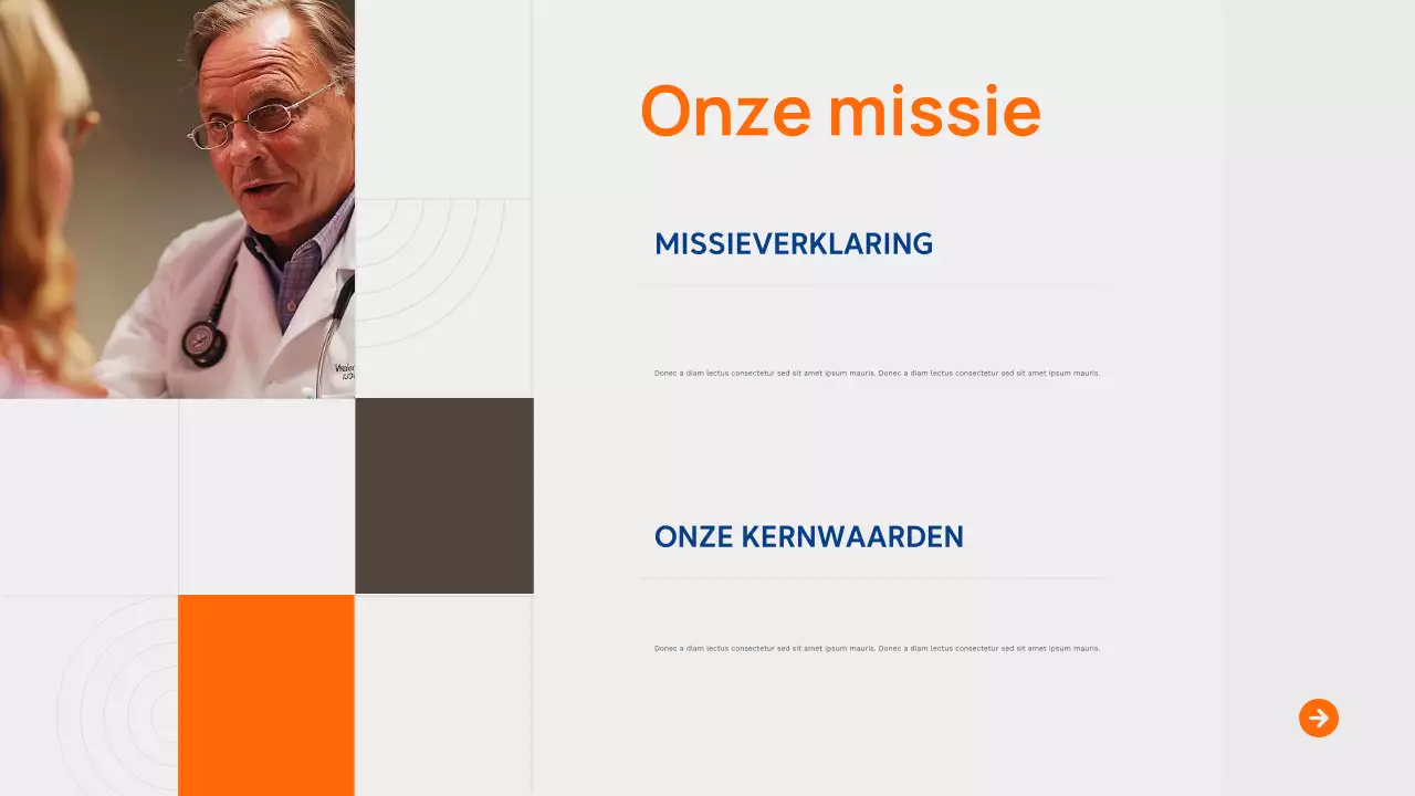 Presentatie van de advertentie voor moderne gezondheidszorg in Orange