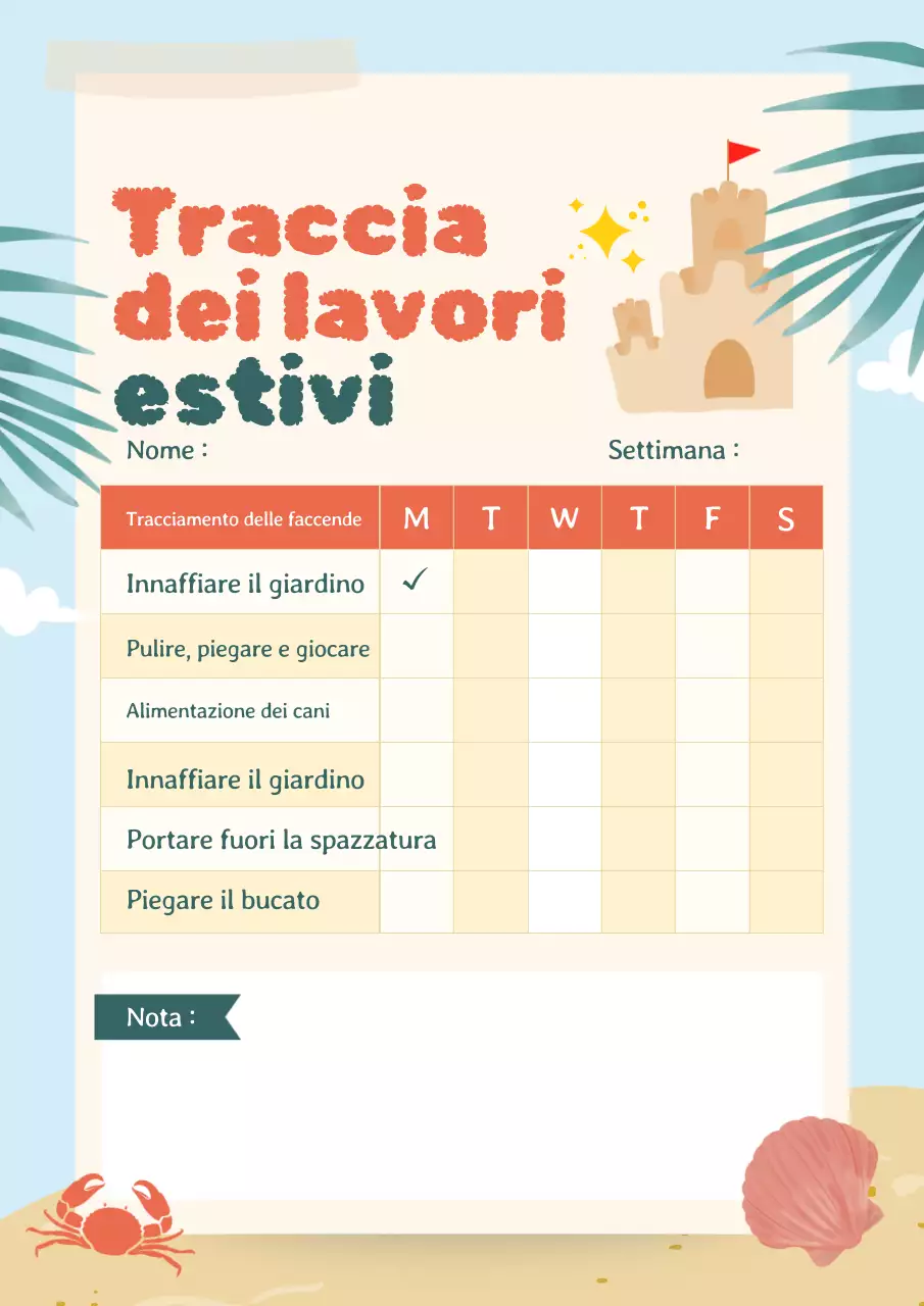 Poster arancione per pianificare le faccende domestiche retrò