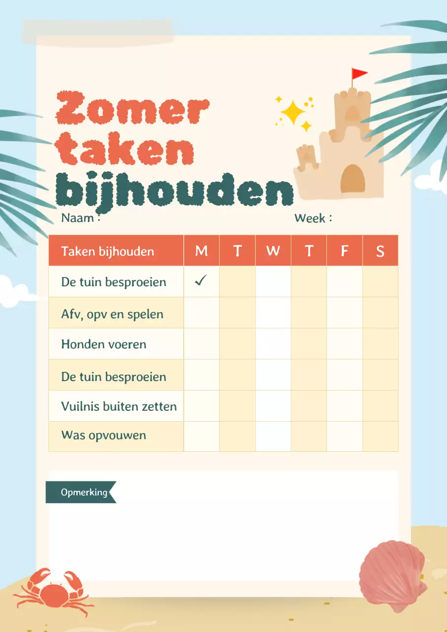 Oranje Retro Klusjesplanner Poster