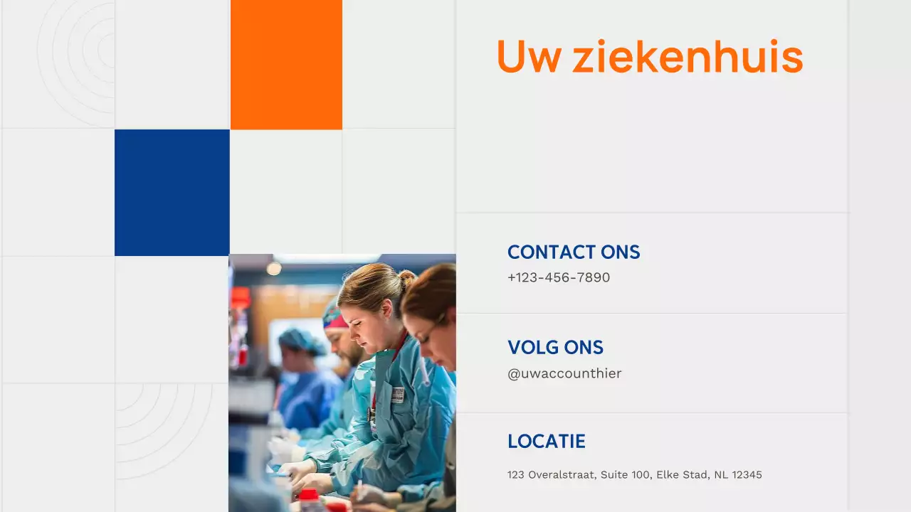 Presentatie van de advertentie voor moderne gezondheidszorg in Orange