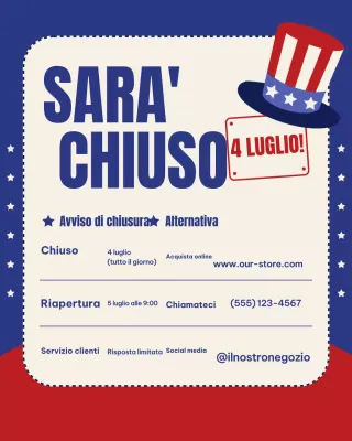 Annuncio della chiusura di Blue Modern su Instagram