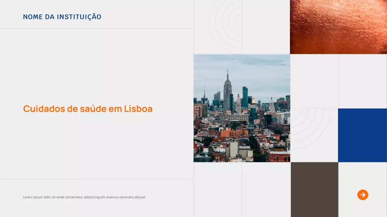 Apresentação de propaganda de saúde moderna em laranja