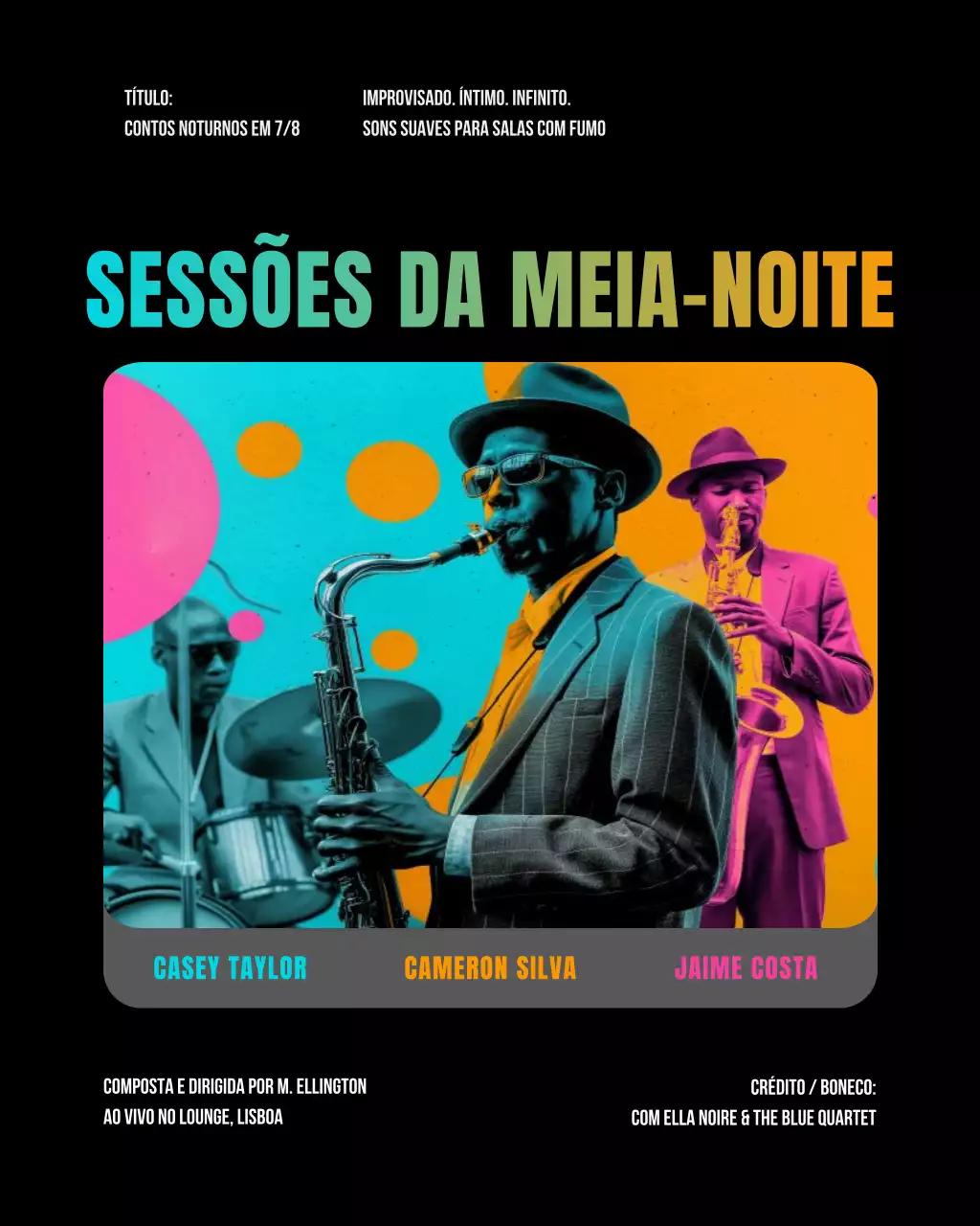 propaganda colorida de jazz retrô