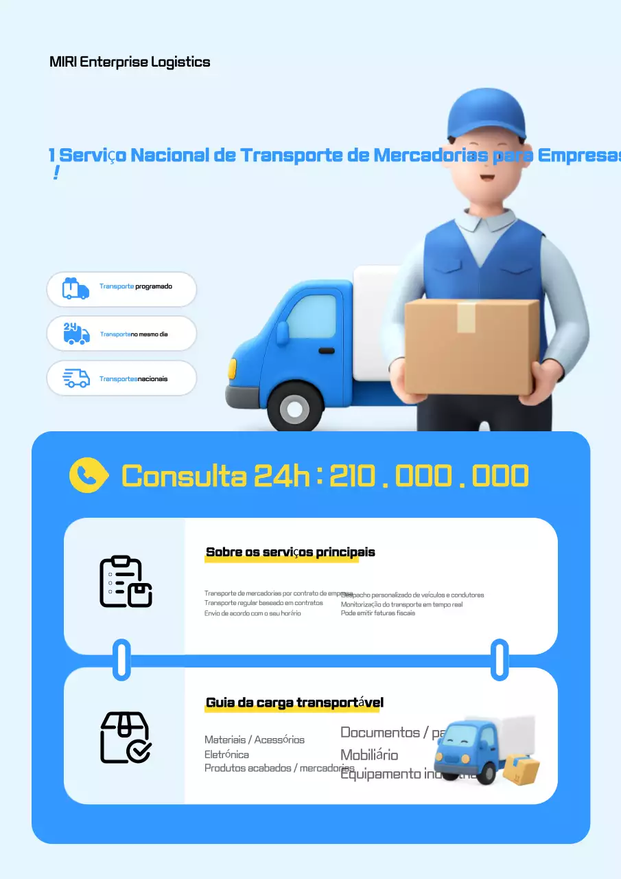 Anúncio de Transporte de Carga Moderno Azul