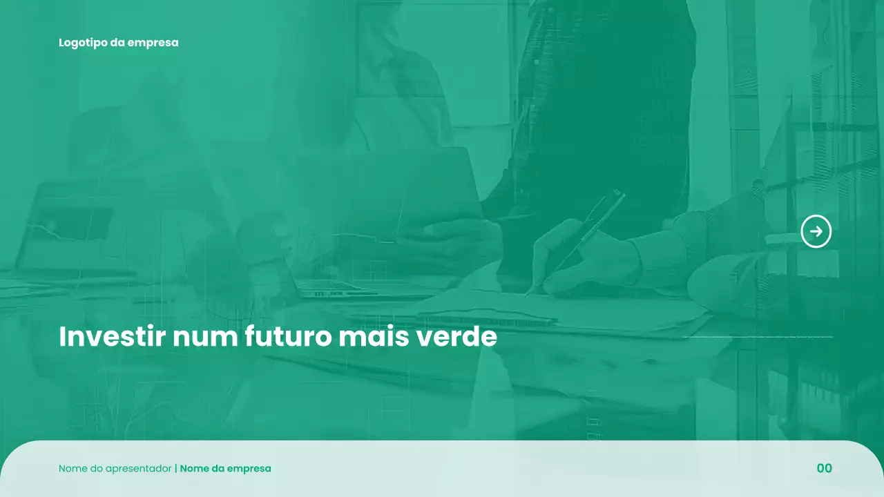 Apresentação do Pitch Deck de Startups Verdes Modernas