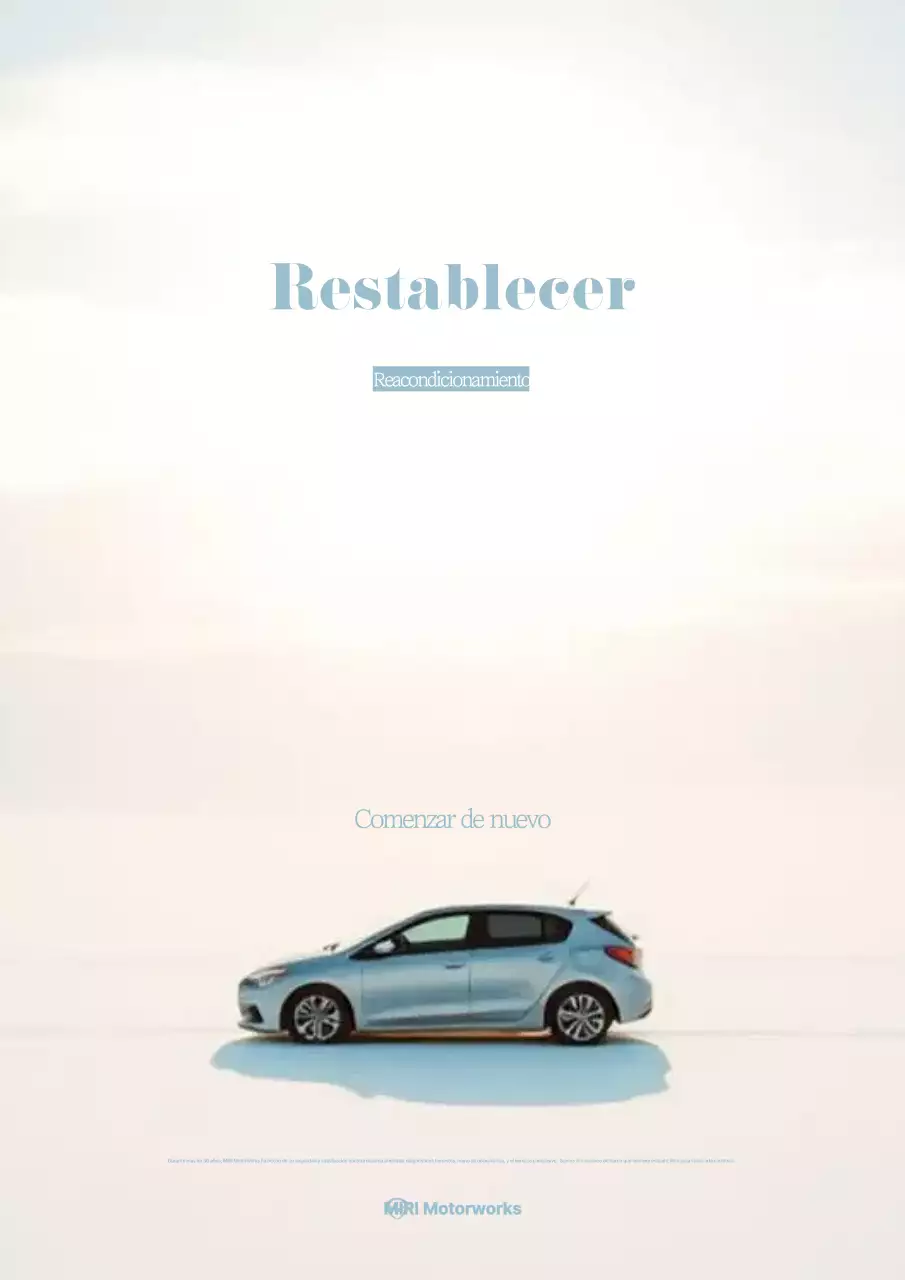 Anuncio de coche moderno de color azul cielo