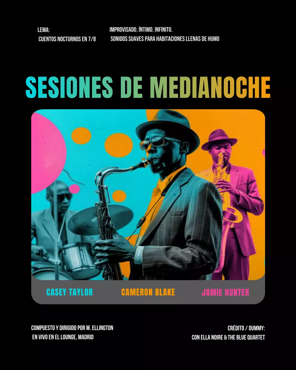 Anuncio de jazz retro colorido