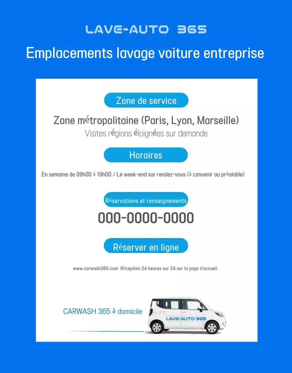 Publicité pour le lave-auto moderne bleu