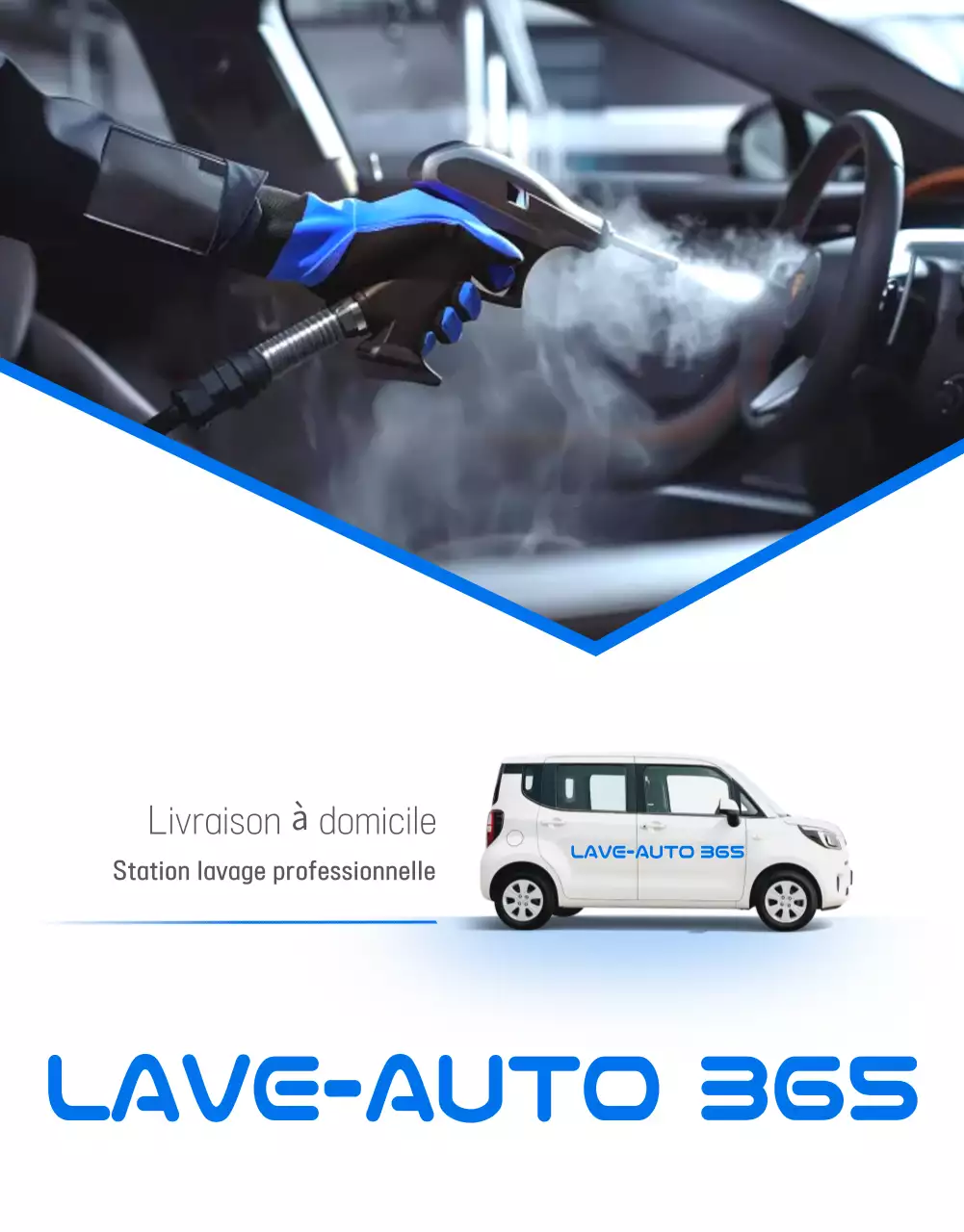 Publicité pour le lave-auto moderne bleu