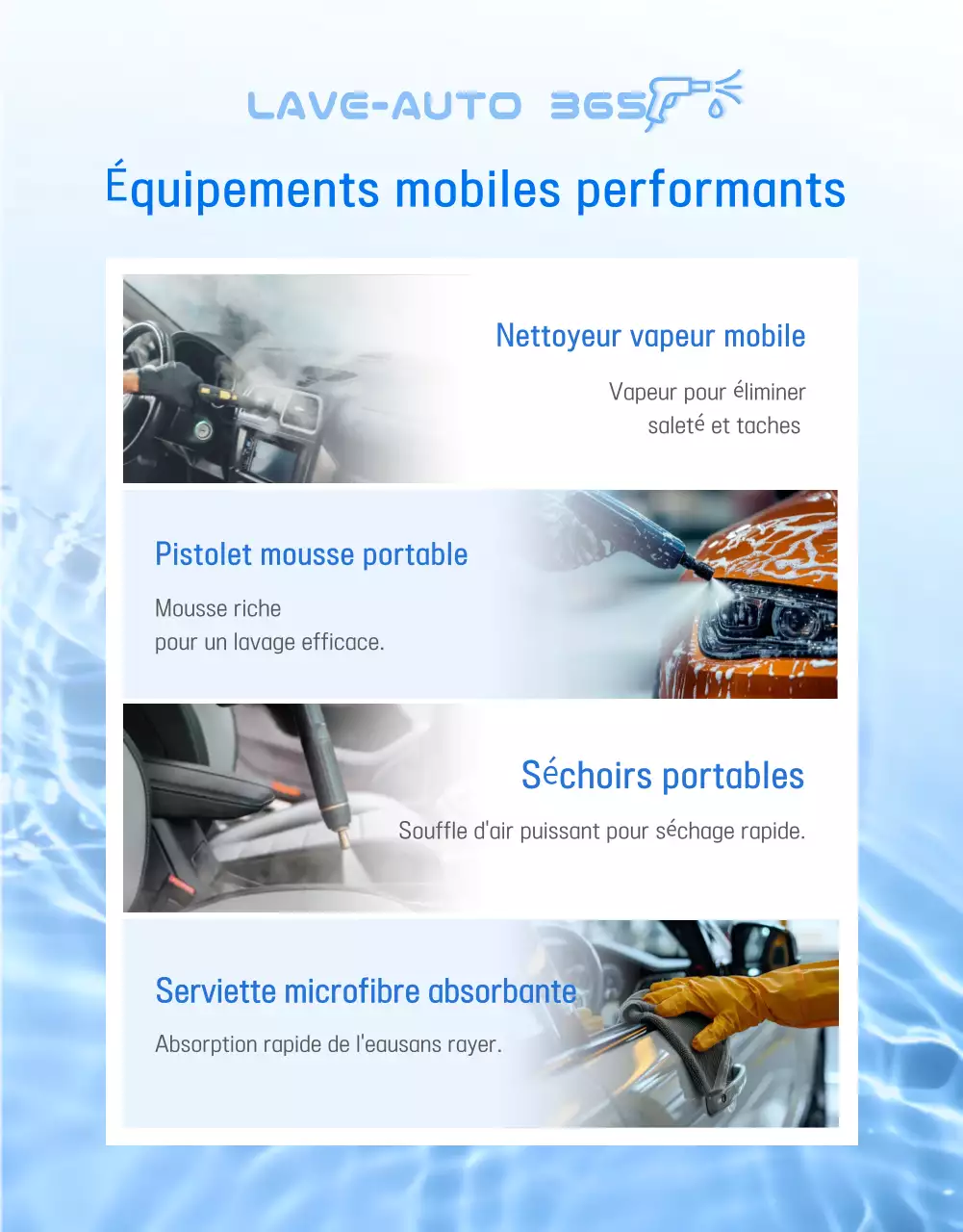 Publicité pour le lave-auto moderne bleu