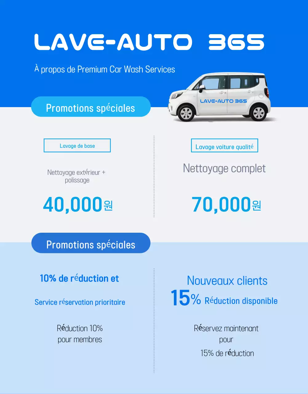 Publicité pour le lave-auto moderne bleu