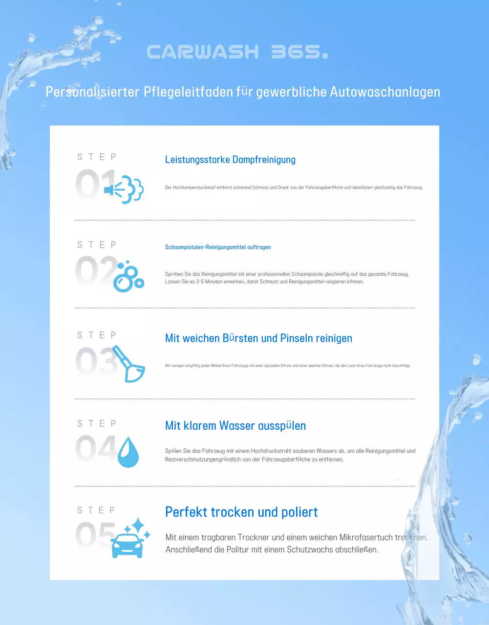 Blaue moderne Autowaschwerbung