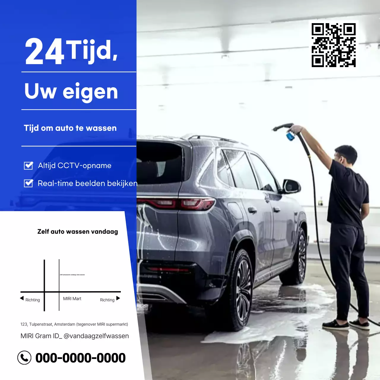 Advertentie voor Blue Modern Self-Service Autowasstraat
