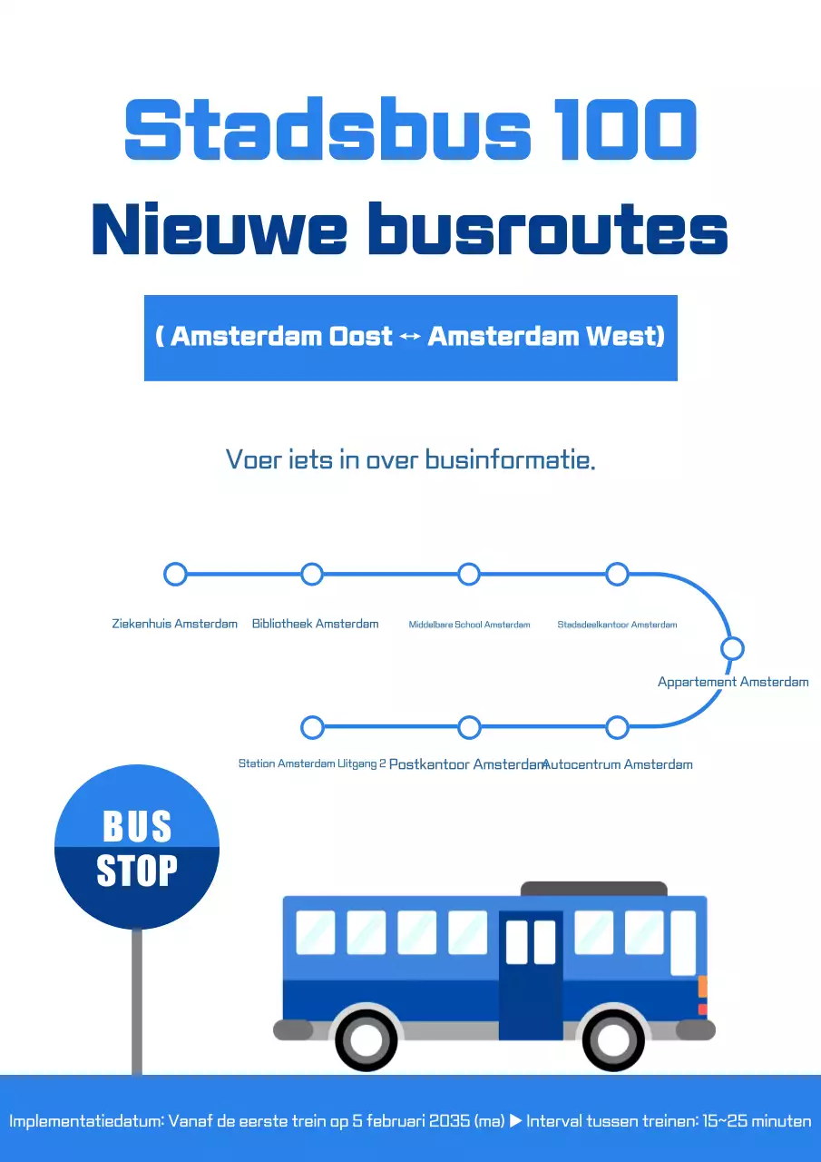 Blauwe eenvoudige gids voor openbaar vervoer