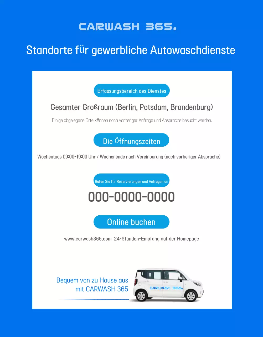 Blaue moderne Autowaschwerbung