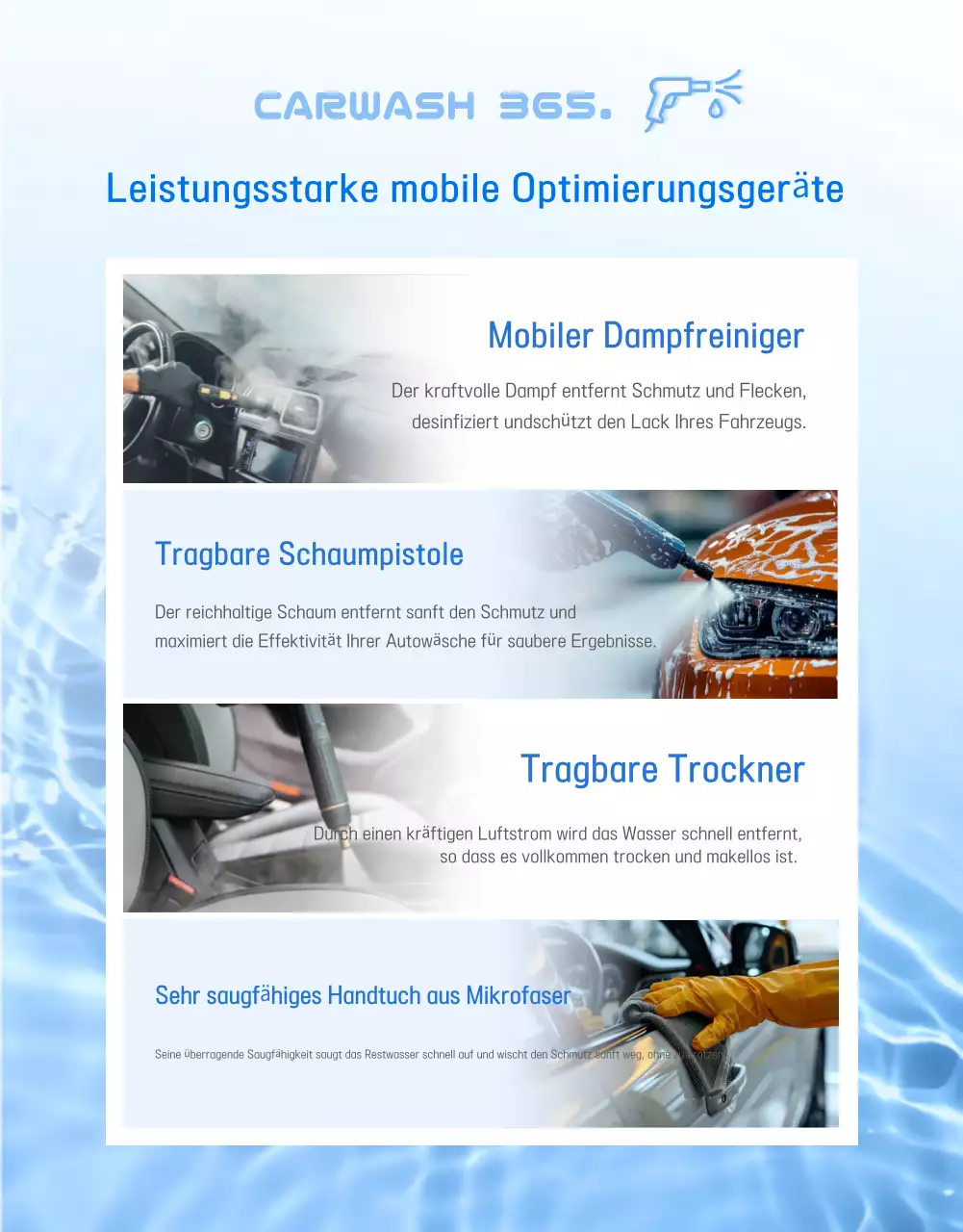 Blaue moderne Autowaschwerbung