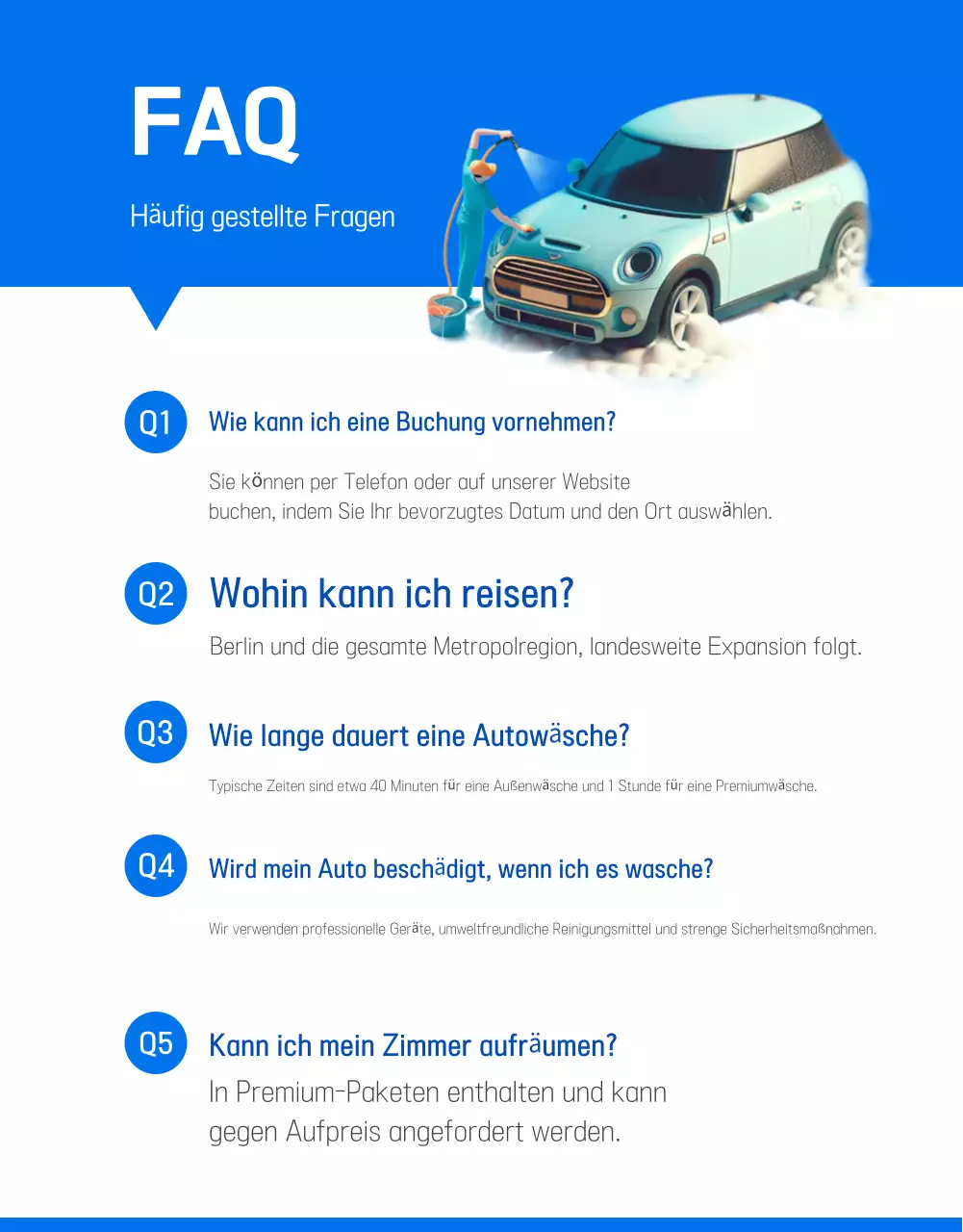 Blaue moderne Autowaschwerbung