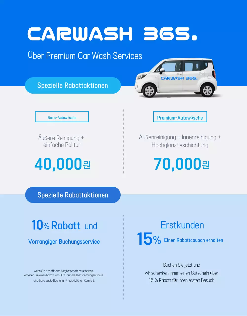 Blaue moderne Autowaschwerbung