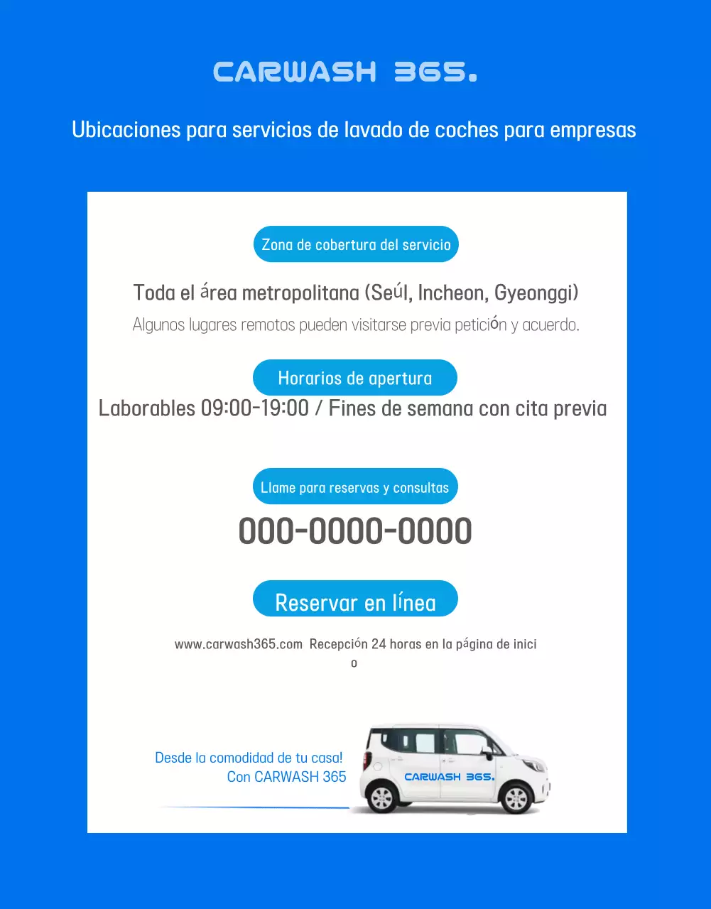 Anuncio de lavado de autos moderno azul