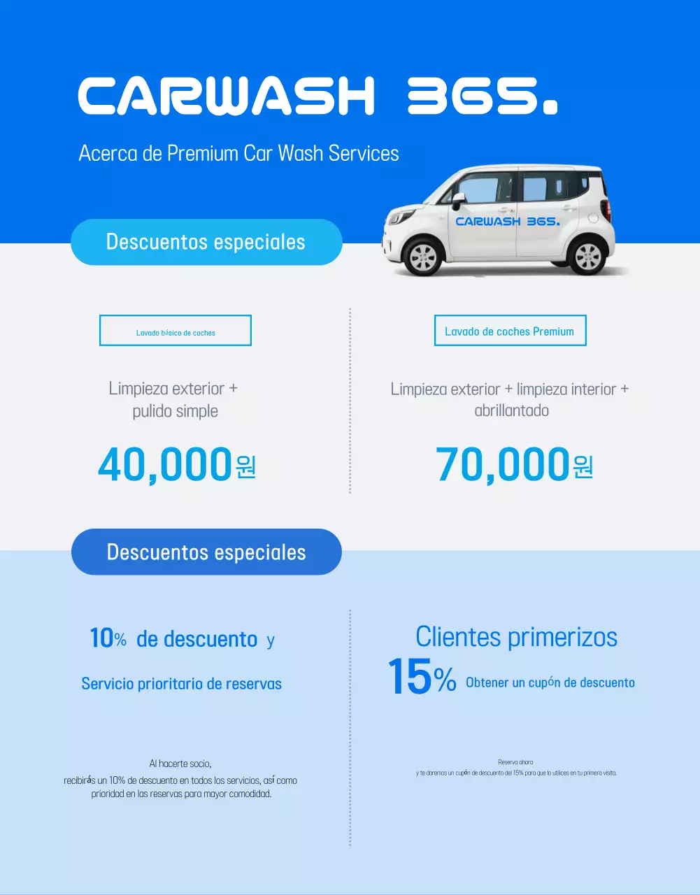 Anuncio de lavado de autos moderno azul