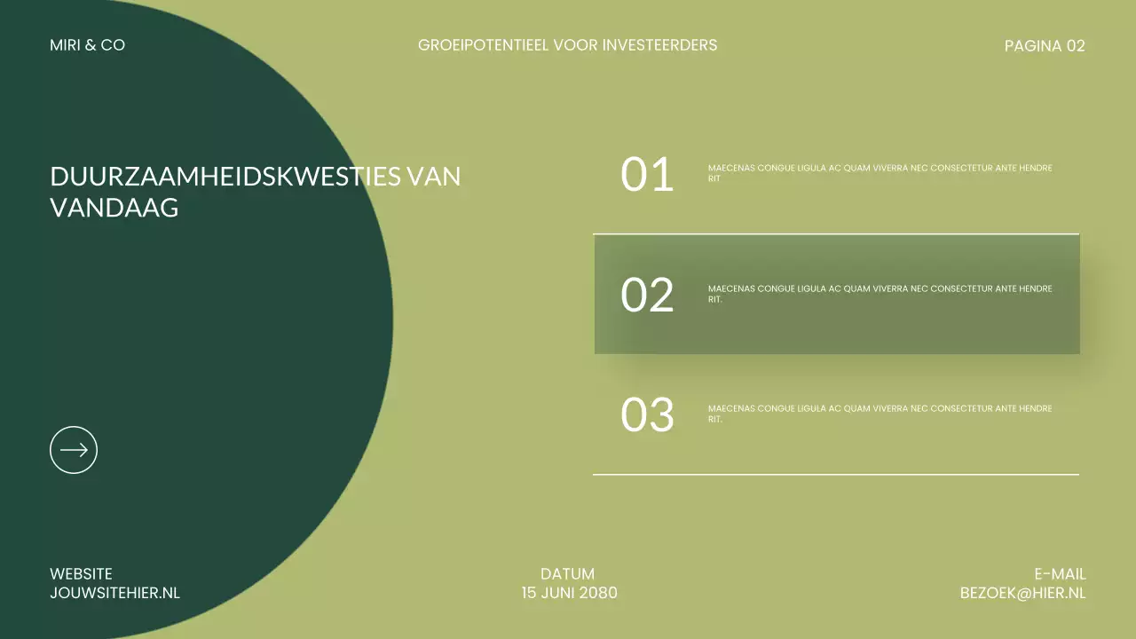 Presentatie over groene, moderne beleggingen