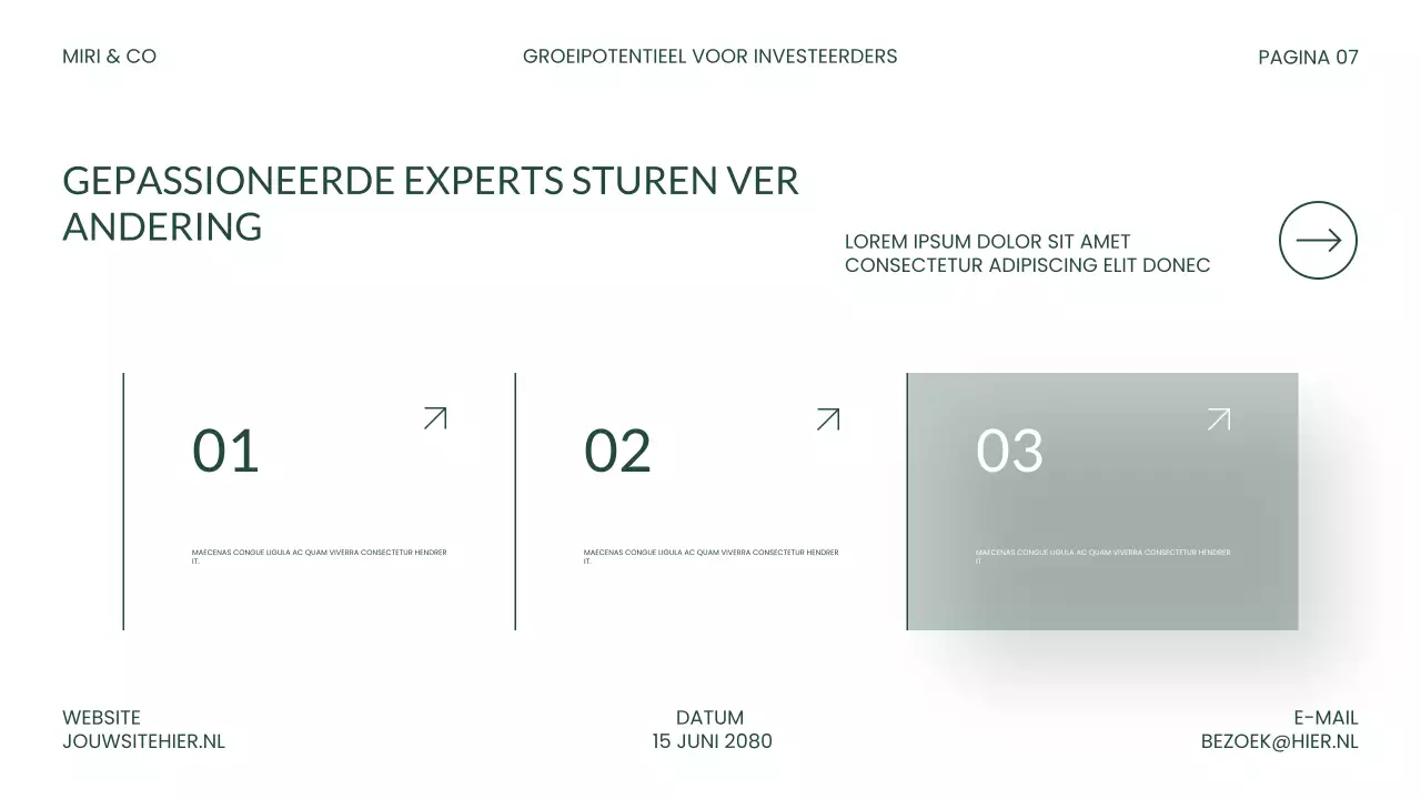 Presentatie over groene, moderne beleggingen