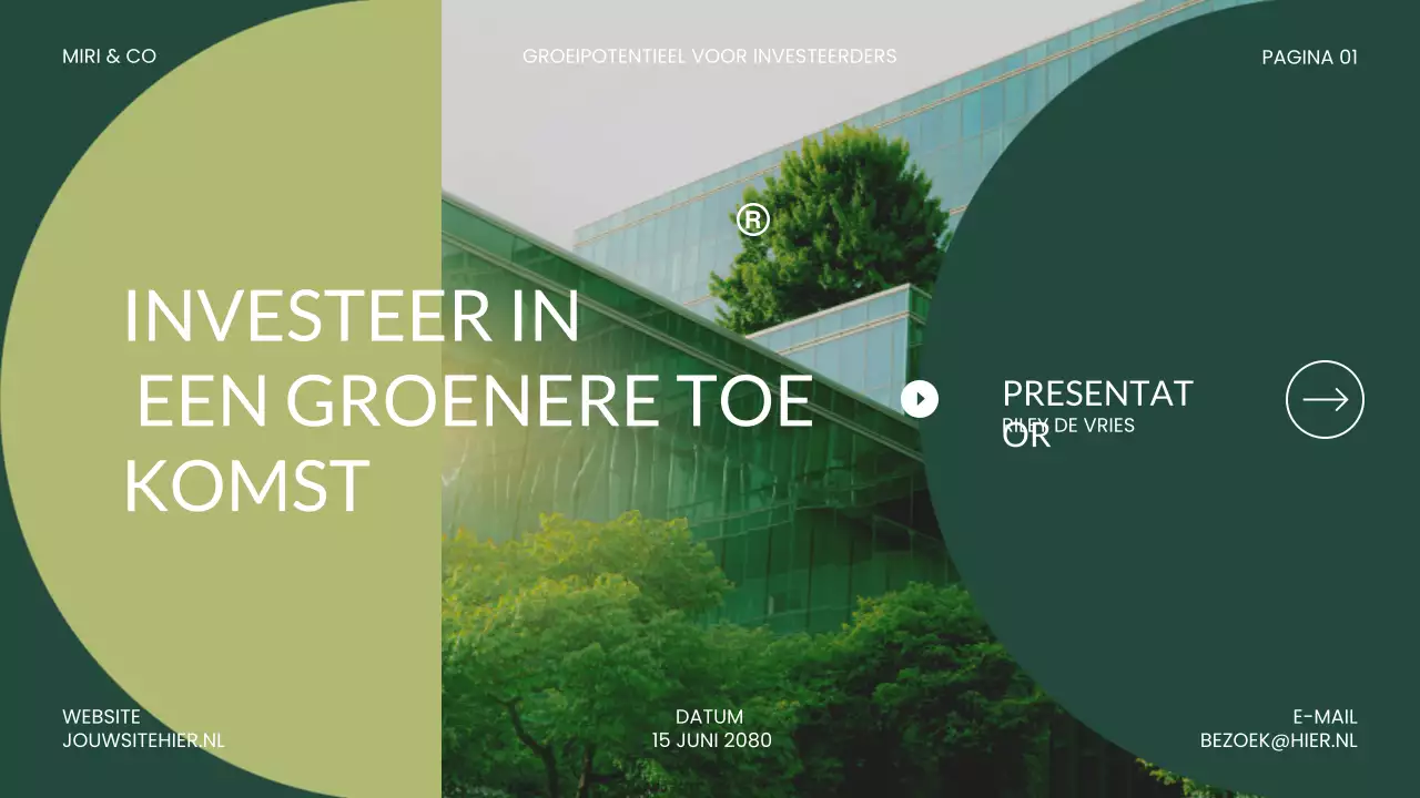 Presentatie over groene, moderne beleggingen