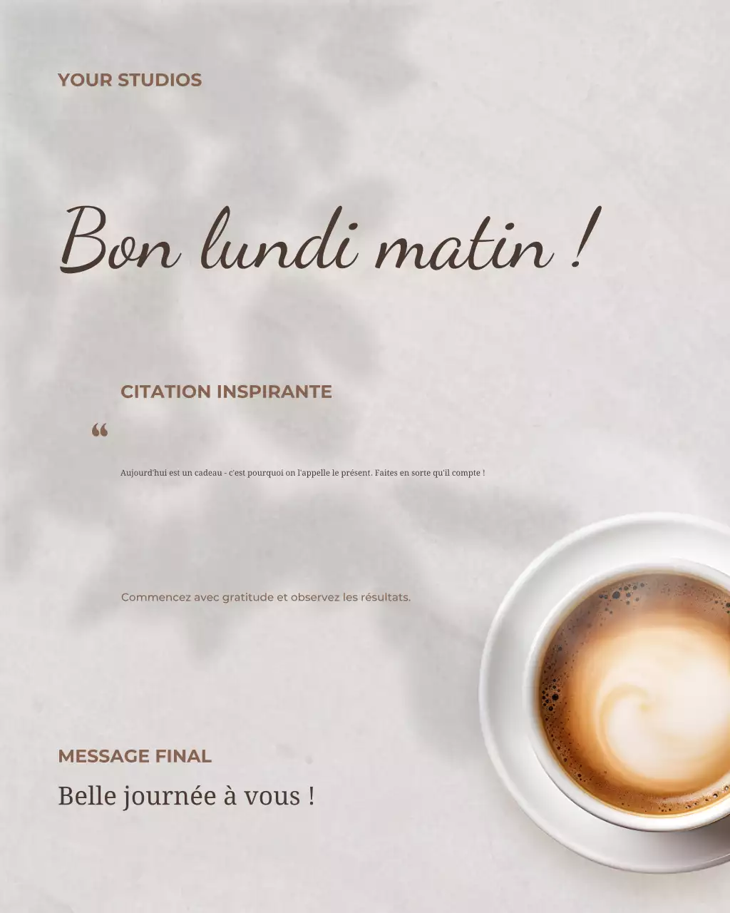 Annonce de motivation simple et beige