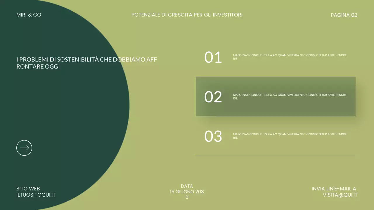 Presentazione dell'investimento moderno e verde