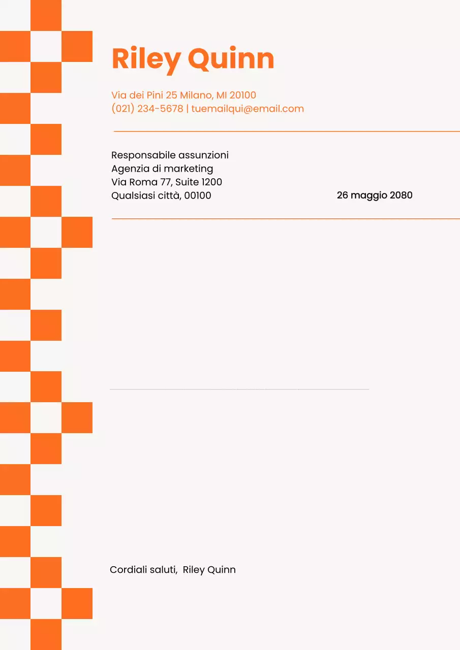Modello di lettera di presentazione moderna arancione