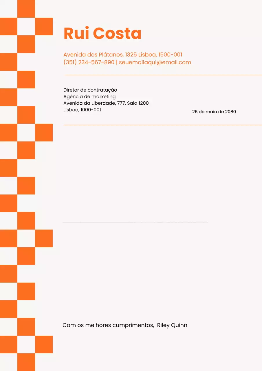 Modelo de Carta de Apresentação Moderna Laranja