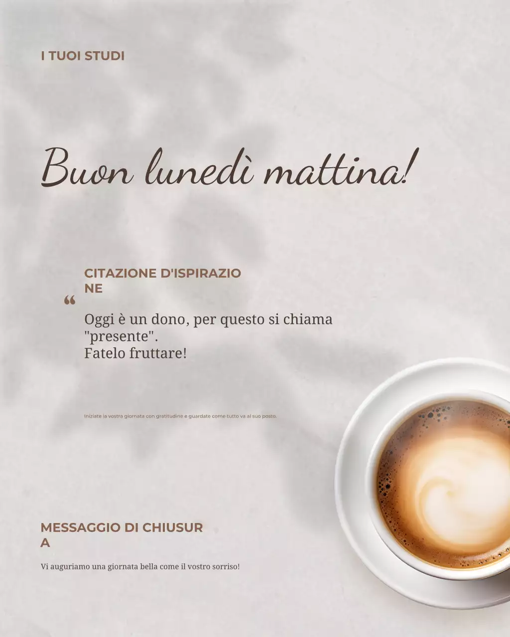 Annuncio di semplice motivazione beige