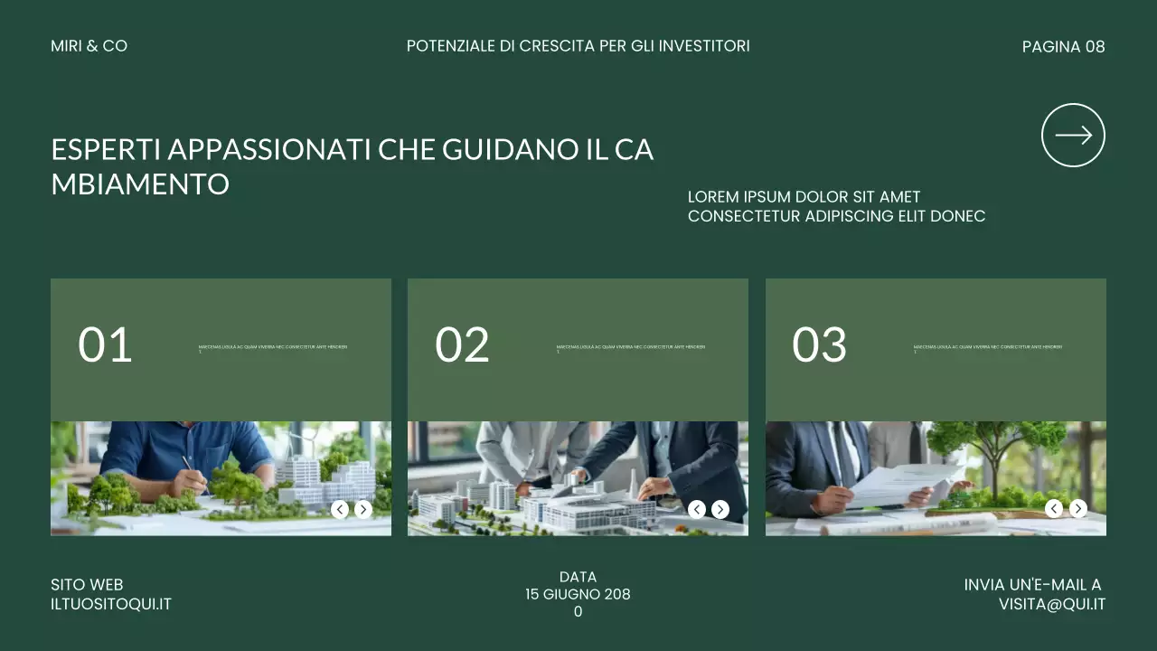 Presentazione dell'investimento moderno e verde