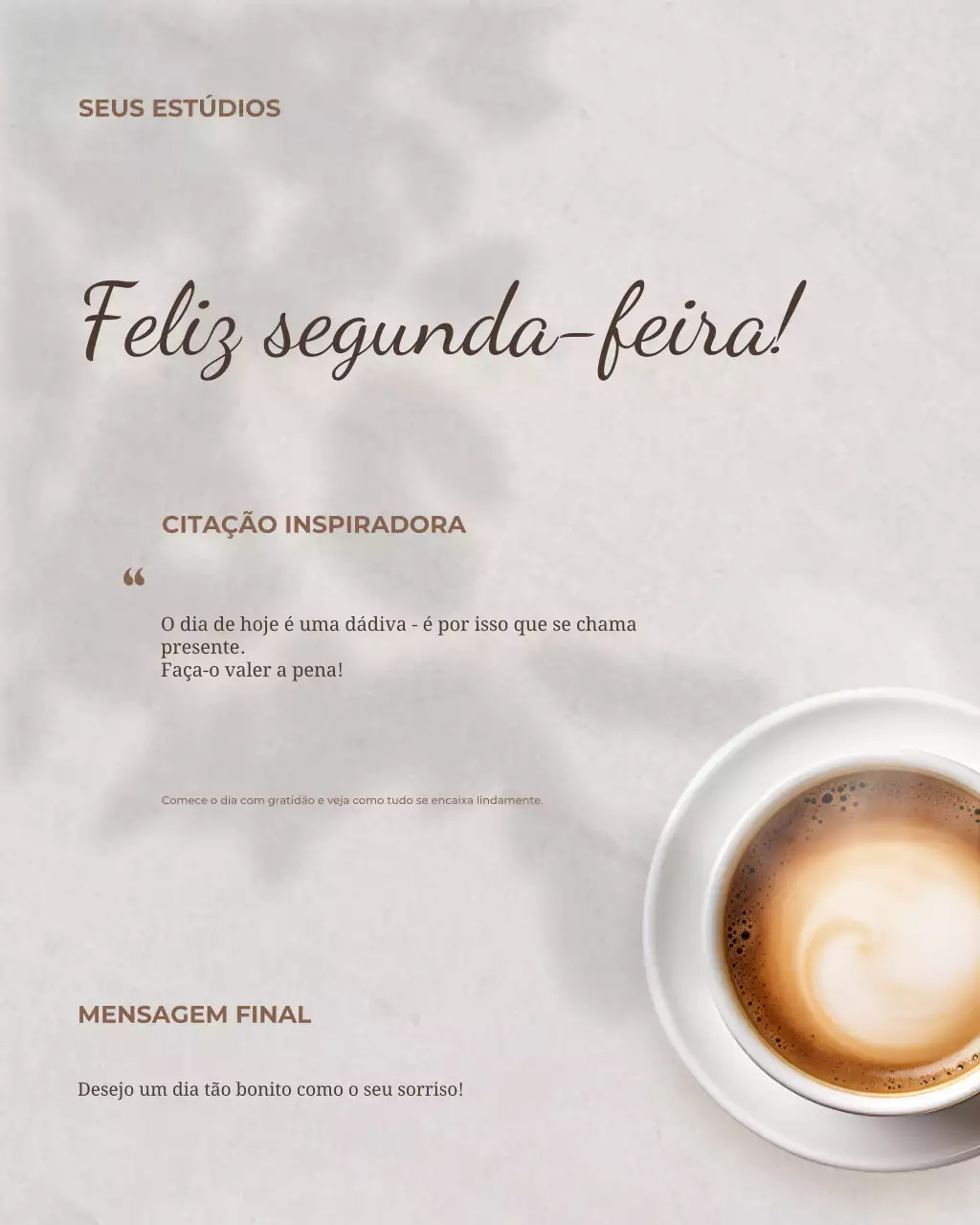 Anúncio de motivação simples bege