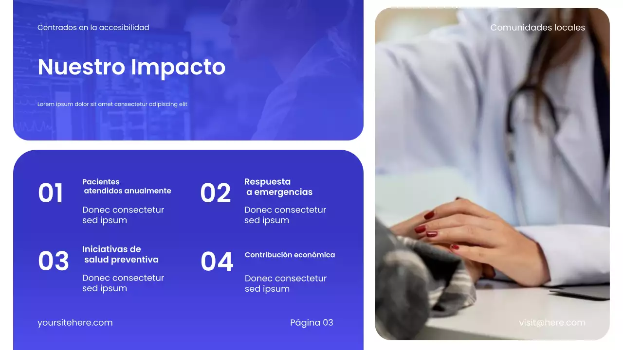 Promoción de atención médica moderna azul